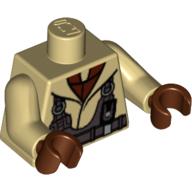 Lego Torso Jacket with Dark Bluish Gray Harness Print (Naboo Fighter), Tan Arms, Reddish Brown Hands / Tan