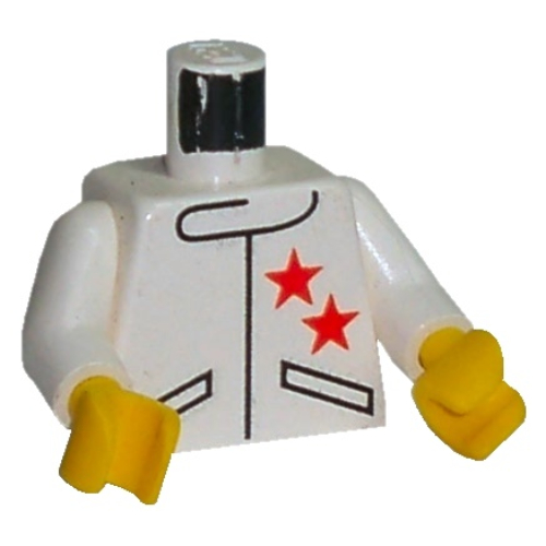 Lego Torso Racing Jacket with Two Stars Jacket Print, White Arms, Yellow Hands / White