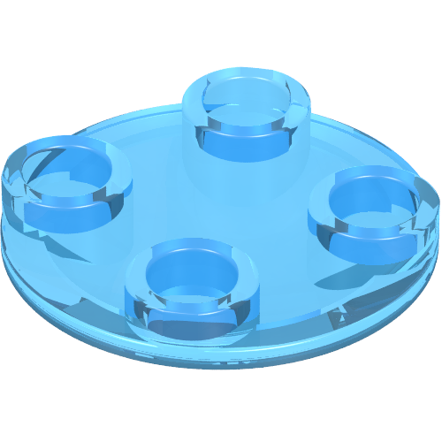 Lego Plate Round 2 x 2 with Rounded Bottom [Boat Stud] / Trans-Medium Blue