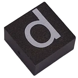 Modulex Tile 2 x 2 with White 'd' Print, without Internal Supports / Modulex Tile Brown