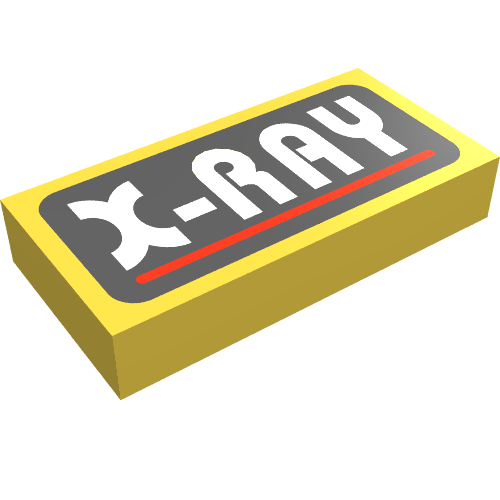 Lego Tile 1 x 2 with 'X-RAY' Print