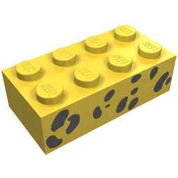 Brick 2 x 4 with Black Random Spots Print / Yellow