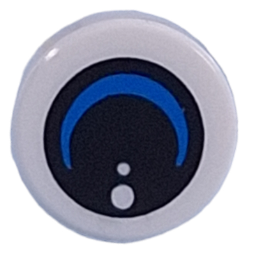 Lego Tile Round 1 x 1 with Eye, Blue Pupil / Camera Lens print / White
