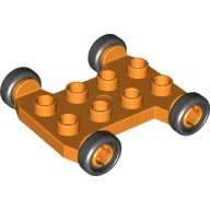 Duplo Vehicle Base 4 x 4 with 2 x 4 Studs and Black Wheels / Orange