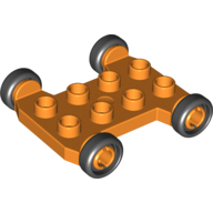 Lego Duplo Vehicle Base 4 x 4 with 2 x 4 Studs and Black Wheels / Orange