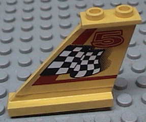 Lego Tail 4 x 1 x 3 with Black and White Checkered Flag, Red Line and Number 5 Pattern Model Left Side (Sticker) - Set 8225