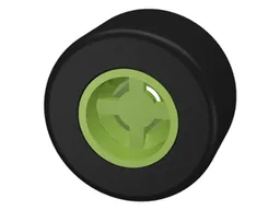 Wheel 8mm D. x 9mm for Slicks, Hole Notched for Wheels Holder Pin with Black Tire Smooth Small Wide Slick (30027b / 30028) / Lime