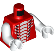 Lego Torso Snake with White and Small Black Scales Print, White Arms and Hands / Red