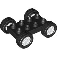 Lego Duplo Car Base 2 x 4 with Fixed Axles - 27.5 White Wheels and Black Tires / Black