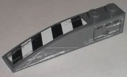 Slope, Curved 6 x 1 with 2 Studs with Black and White Danger Stripes and Hatch Pattern Model Right (Stickers) - Set 8211