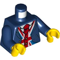 Torso, Jacket over Vest with Union Jack and Red Tie Print, Dark Blue Arms, Yellow Hands / Dark Blue