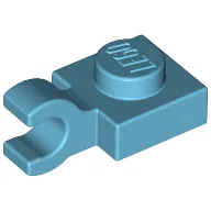 Plate Special 1 x 1 with Clip Horizontal [Thick Open O Clip] / Medium Azure