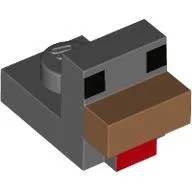 Animal Body Part, Bird, Chicken 1 x 1 with Cube Head with Nougat Beak, Black Eyes, Red Tongue Print / Dark Bluish Gray