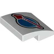 Brick Curved 2 x 2 x 2/3 with Classic Space Logo Print / White