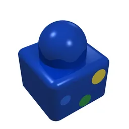 Primo Brick 1 x 1 with Three Dots Blue, Green, Yellow Print / Red