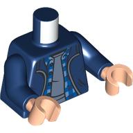 Lego Torso, Jacket, Zipper, Bright Light Blue Plaid Shirt, Sand Blue Shirt print, Dark Blue Arms, Light Nougat Hands / Dark Blue