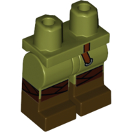 Lego Hips with Olive Green Legs and Dark Brown Boots Pattern with Reddish Brown Belt End and Knee Straps Print / Olive Green