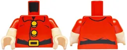 Torso Jacket with Collar, Black Belt, Bright Light Orange Buckle and Buttons Pattern / Light Nougat Arms with Molded Red Short Sleeves Pattern / Light Nougat Hands