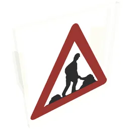 Light Sign 2 x 2 Clip on Back with Men Working Print / Milky White