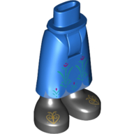 Lego Minidoll Hips and Skirt with Ankles Flowers, Black Shoes with Gold Decorations print / Blue