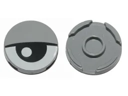 Tile, Round 2 x 2 with Bottom Stud Holder with Eye and Eyelid Pattern