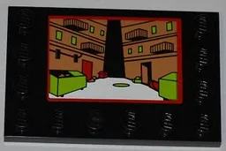 Tile, Modified 4 x 6 with Studs on Edges with Street Alley on Screen Pattern (Sticker) - Set 79103
