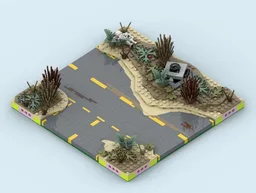 MILS Wasteland Road T-Intersection 16 Studs Wide (Fallout)