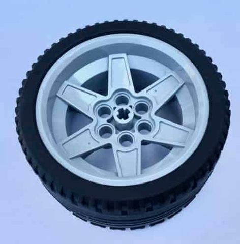 Lego Wheel 56mm D. x 34mm Technic Racing Medium, 6 Pin Holes with Black Tire 68.8 x 36 ZR (15038 / 44771)