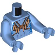 Lego Torso with Long Arms, Na'vi, with Bare Chest, Blue Markings, Feather Necklace print, Medium Blue Arms and Hands / Medium Blue