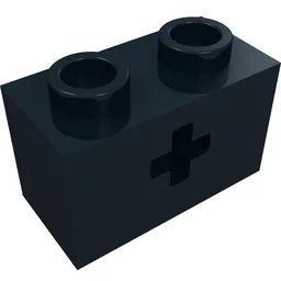 Technic Brick 1 x 2 with Axle Hole Type 1 [+ Opening] and Bottom Ridges / Black