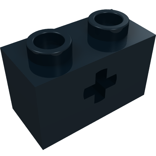 Lego Technic Brick 1 x 2 with Axle Hole Type 1 [+ Opening] and Bottom Ridges / Black
