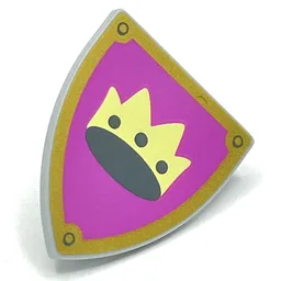 Shield Triangular with Crown on Pink Background and Gold Border Print