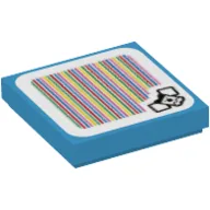 Tile 2 x 2 with Swoop and Barcode Print (Sticker) / Dark Azure