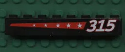 Brick 1 x 8 with 5 Stars on Red Stripe and '315' on Right Pattern (Sticker) - Set 6596
