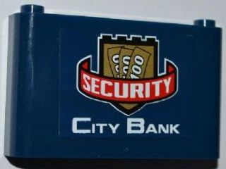 Lego Windscreen 1 x 6 x 3 with 3 '100' Banknotes on Gold Shield, 'SECURITY' and 'CITY BANK' Pattern (Sticker) - Set 3661