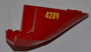 Lego Aircraft Fuselage Aft Section Curved Bottom 6 x 10 with Yellow '4209' Pattern on Both Sides (Stickers) - Set 4209