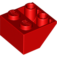 Lego Brick Sloped Inverted 45° 2 x 2 [Ovoid Bottom Pin, Bar-sized Stud Holes] / Red