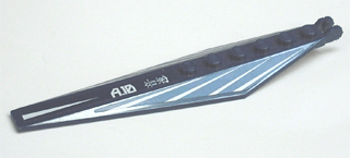 Lego Hinge Plate 3 x 12 with Angled Side Extensions and Tapered Ends with 'A.10', White Lines and Asian Characters Pattern (Stickers) - Set 8103