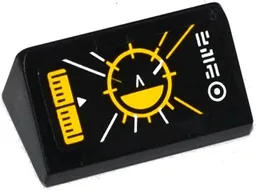 Slope 30 1 x 2 x 2/3 with Black and Yellow Target Head-Up Display (HUD) and White Alien Characters Pattern (Sticker) - Set 70142