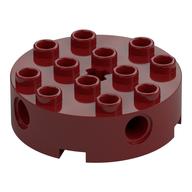 Lego Brick Round 4 x 4 with 4 Side Pin Holes and Center Axle Hole / Dark Red