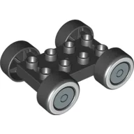 Duplo Car Base 2 x 4 with Removable Metal Axles, Black Tires with Whitewall and Silver Hub Cap Print / Black