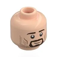 Minifig Head Aragorn, Dark Brown Eyebrows, Beard, Stubbles, Cheek Lines, Stern / Smile