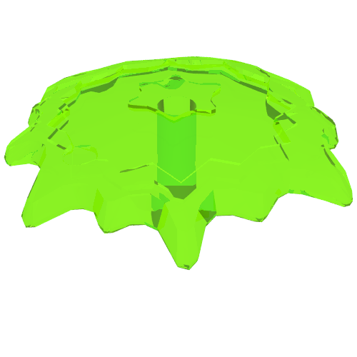Lego Wave / Power Burst / Flame, Shield Large with Bar End / Trans-Bright Green