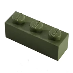 Modulex Brick 1 x 3 with LEGO on Stud / Modulex Olive Green