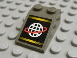 Slope 33 3 x 2 with Alpha Team White Grid with Red Ring, Two Yellow Stripes Pattern (Sticker) - Set 6774