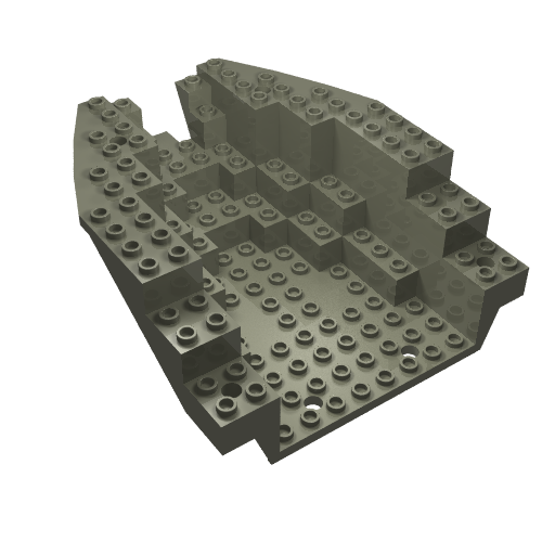 Lego Boat Hull Section, Small Stern 14 x 12 x 5 1/3, Top / Dark Gray