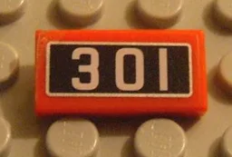 Tile 1 x 2 with '301' Pattern (Sticker) - Set 10020