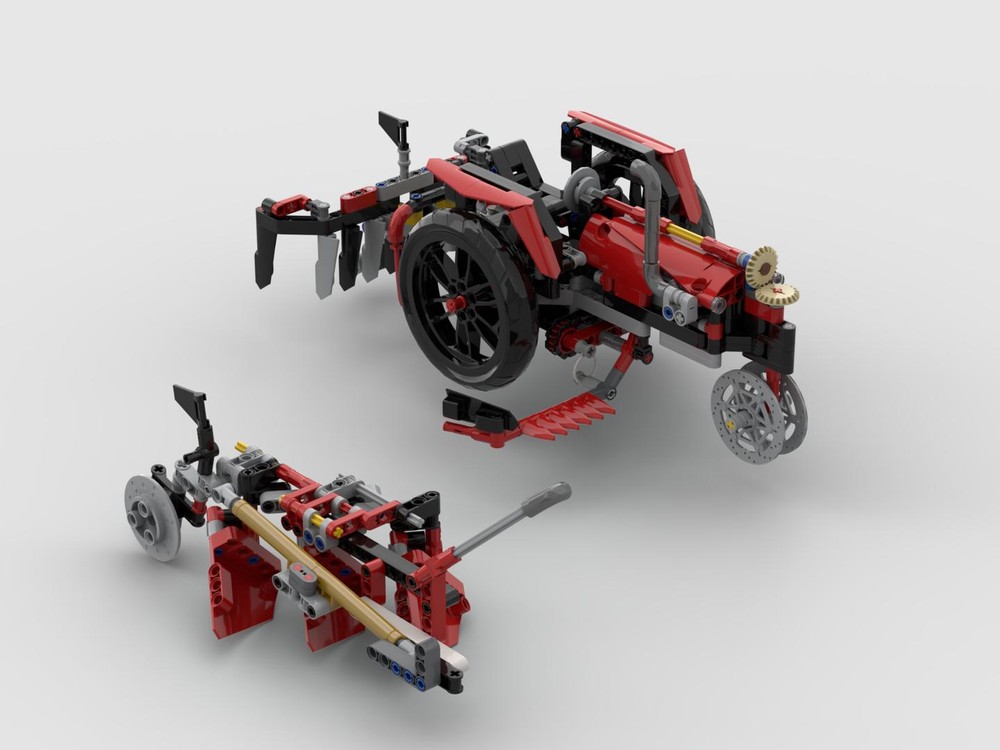 Lego 42107 Three Wheel Tractor with Cutter Bar, Three Share Plow, and Grubber