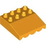 Duplo Roofpiece Slope 33 4 x 4 with Awning Overhang with 9 Bottom Tubes / Bright Light Orange