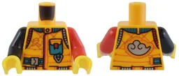 Torso Scuba Suit with Dark Turquoise Collar, Pocket, and Strap, Silver and Red Trim, Cloud Emblem on Back Pattern / Red Arm Left / Black Arm Right / Yellow Hands